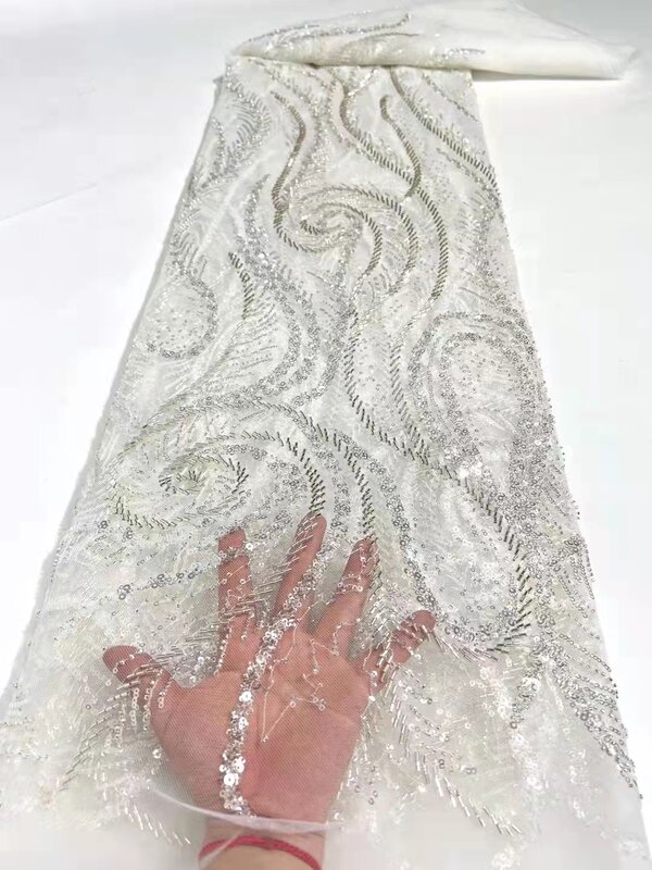 Африканская швейцарская вуаль кружева в Швейцарии 2022 высококачественное кружево 5 ярдов, кружевная ткань с блестками и бусинами для свадьбы