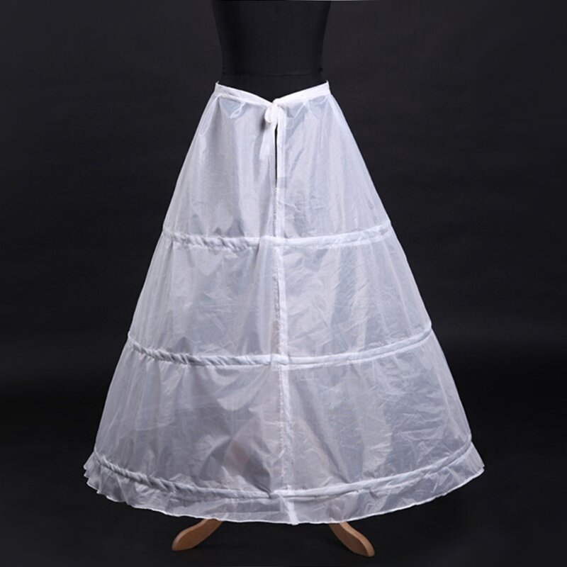 Falda interior de crinolina para mujer, enagua con 3 aros, longitud completa, para boda