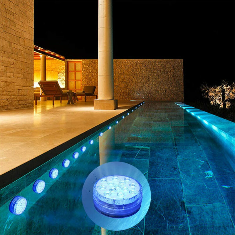 Luz subacuática impermeable para piscina, 13 LED, 16 colores, RGB, IP68, RF, Control remoto, luces sumergibles para estanque, jarrón