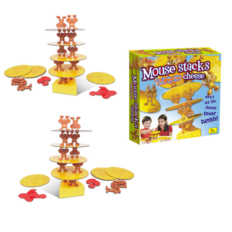 Juego de mesa de equilibrio de plástico de ratón y queso divertido para niños, pila de juego de juguete
