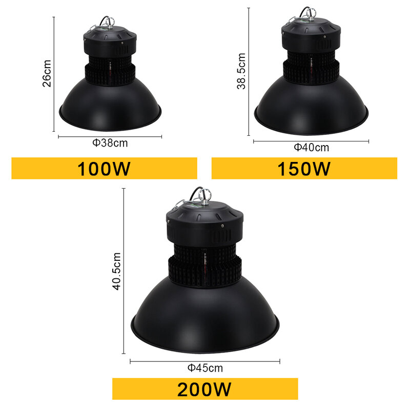 Sandiy-lâmpada industrial, 100w, led de alto brilho, 150w, 200w, iluminação de fábrica, lâmpada industrial para oficinas