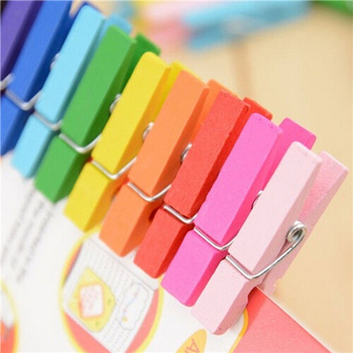 50 Pcs/lot Mini Wooden Craft Pegs Clothes Paper Photo Hanging Spring Clips Clothespins For Message Cards 30mm Random Color
