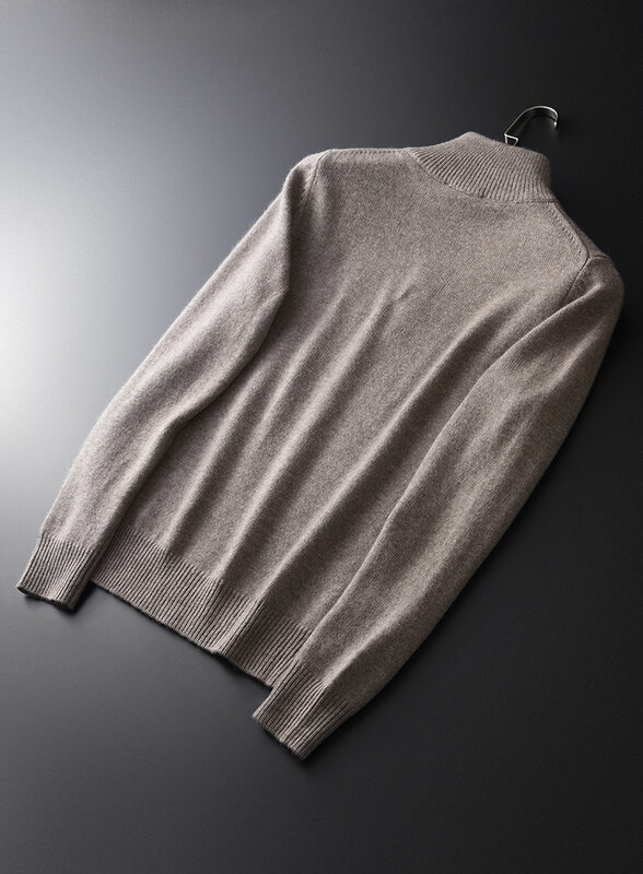 Cashmere Turtleneck Mens Luxury Solid Color Zipper Collar Sweaters Man Plus Size 4xl Slim Fit Thick Sweater Male