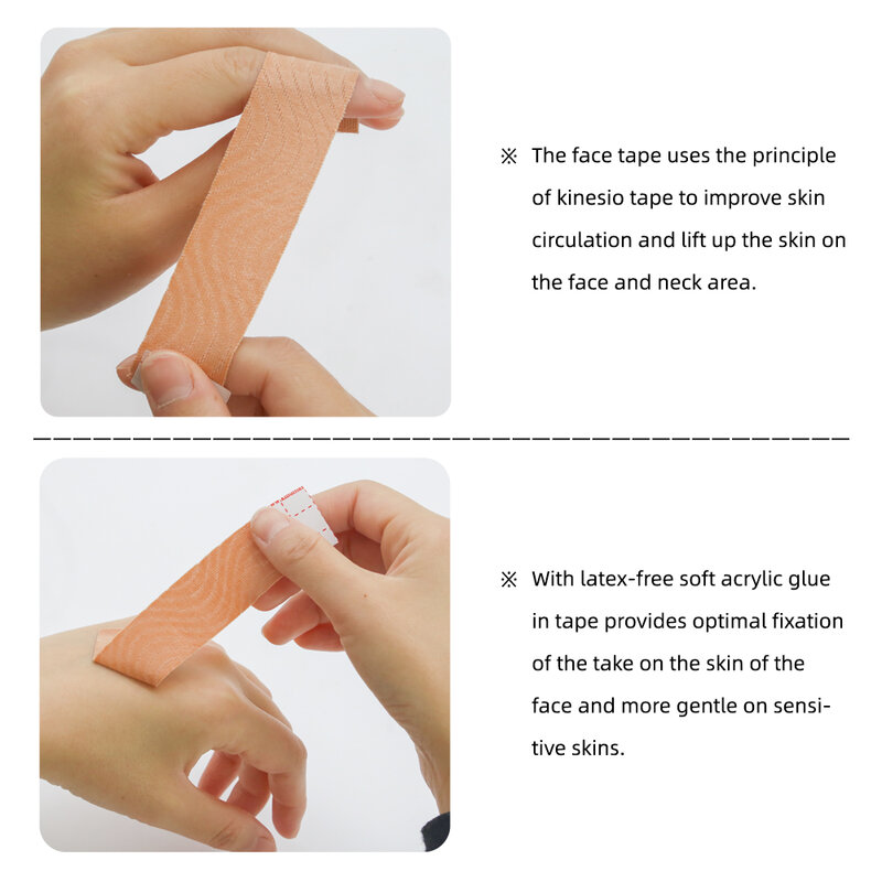 Kindmax-fita cinesiológica para v linha e pescoço, removedor de rugas da pele, cor, 2 rolos, venda quente