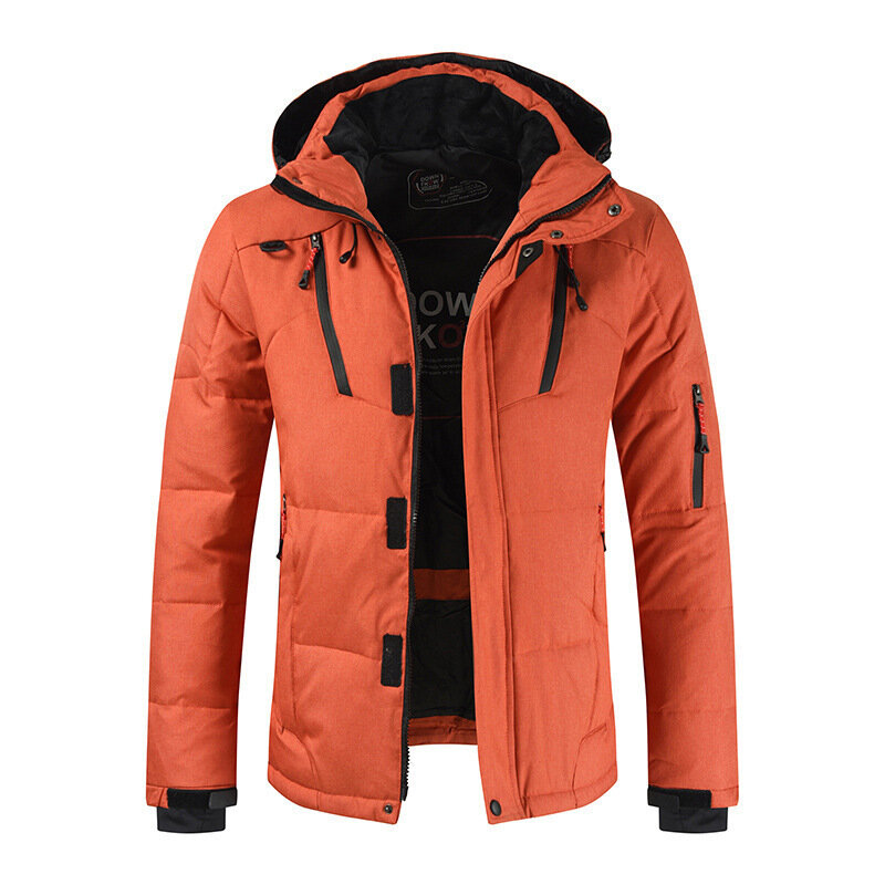 Winter Men's Downjacket Hooded Solid Large Size Thick Zipper Warm Wind-proof Casual Fashion Quality Male Regular Coat