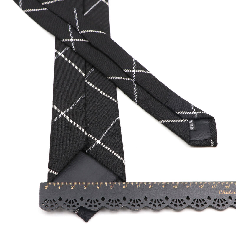 Męskie klasyczne bawełniane krawaty wysokiej jakości ręcznie robione chude 6CM krawat w kratę w jednolitym kolorze w paski wąskie akcesoria biznesowe