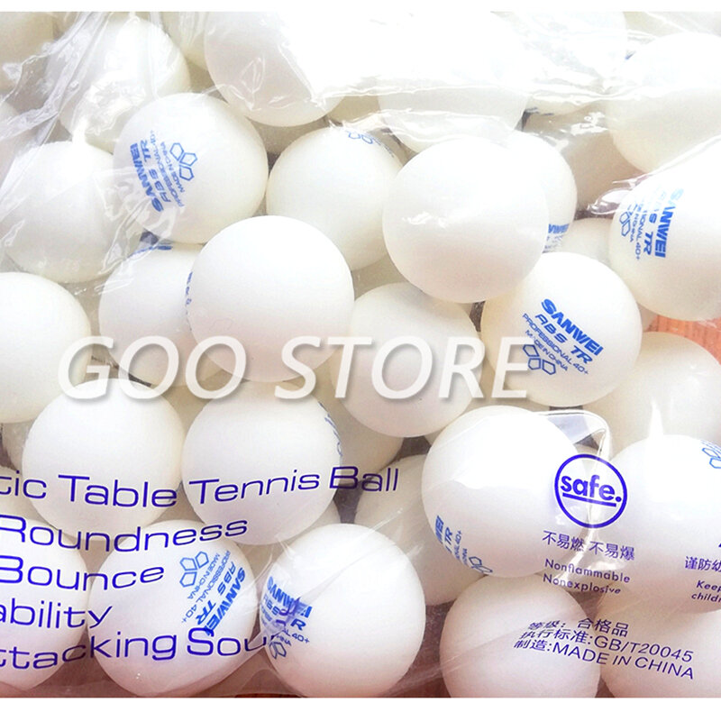 SANWEI-pelota de tenis de mesa 3 STAR TR, Material plástico ABS, más de 40 entrenamientos, pelota de Ping Pong de polietileno