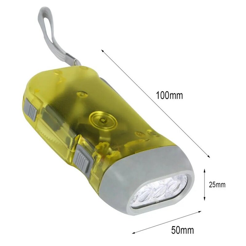 Linterna de luz LED de presión manual, 3 dinamo, manivela, para acampar, adecuada para el hogar