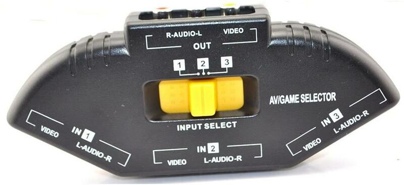 Audio Video RCA 3 Port Way Selector Switcher with AV Cable