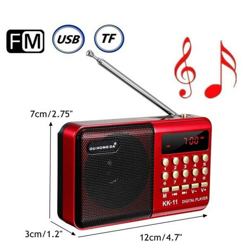K11 FM Rechargeable 3 W 57mm 3Ω Mini Portable Radio Receiver Easy To Carry Handheld Audio Digital FM USB TF MP3 Player Speaker