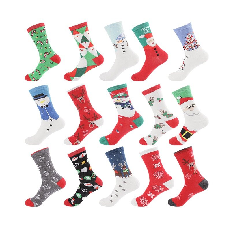 Calcetines de algodón Unisex para hombre y mujer, calcetín de Navidad, Papá Noel, alce, árbol, accesorios de fiesta de invierno, regalo de Navidad