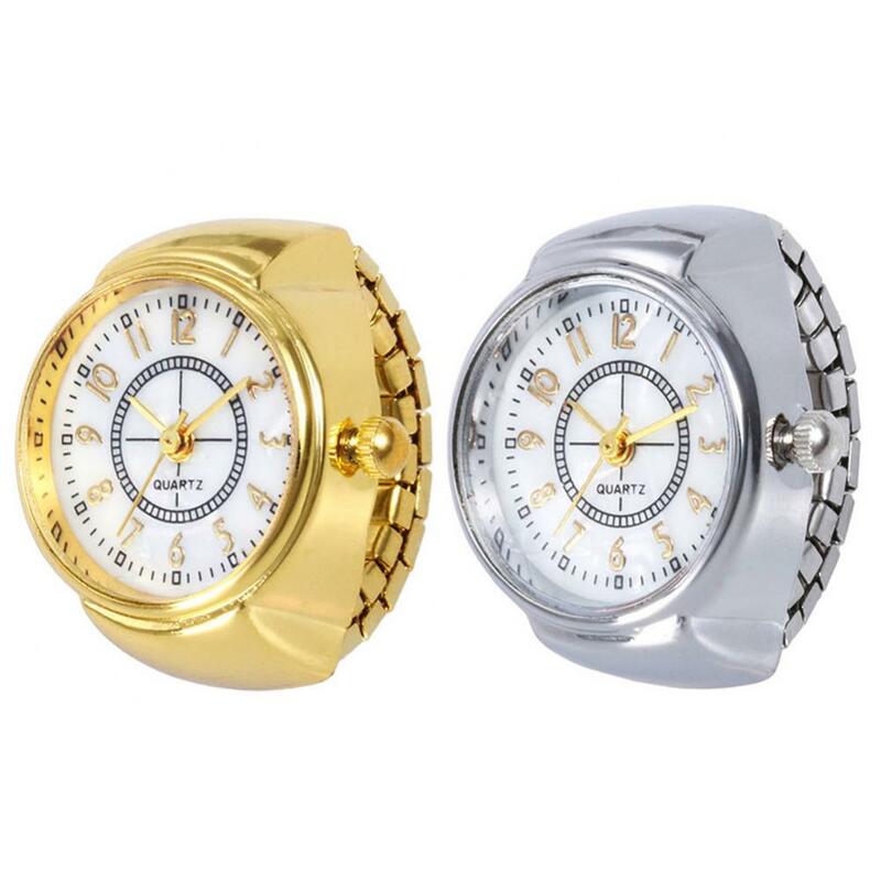 패션 Unisex 라운드 다이얼 아라비아 숫자 아날로그 석영 손가락 반지 시계 선물
