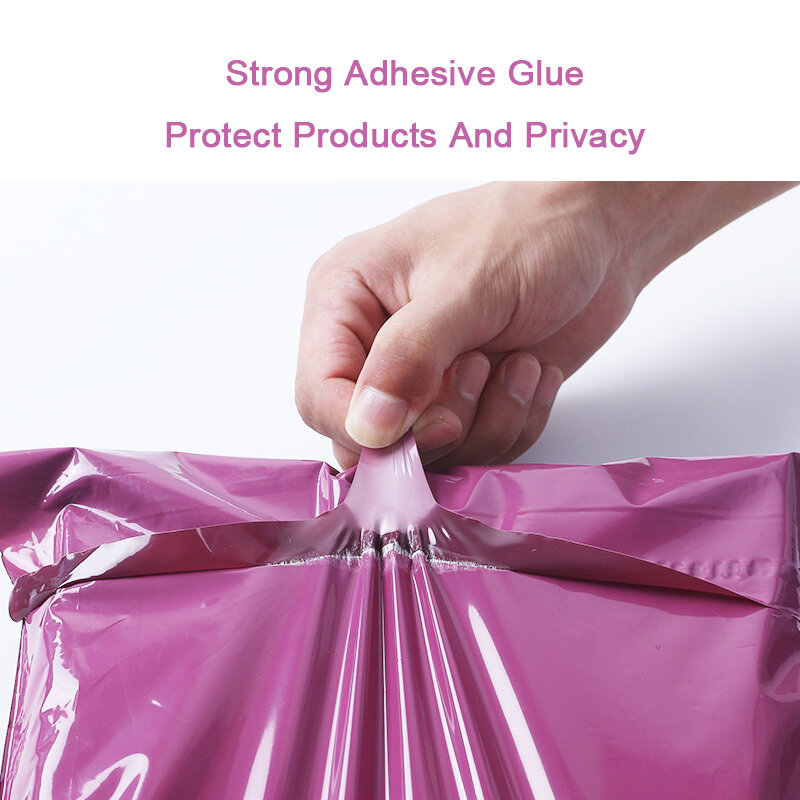 Bolsa de mensajería púrpura con asa, autosellado, adhesivo, grueso, impermeable, de plástico, 50 Uds.