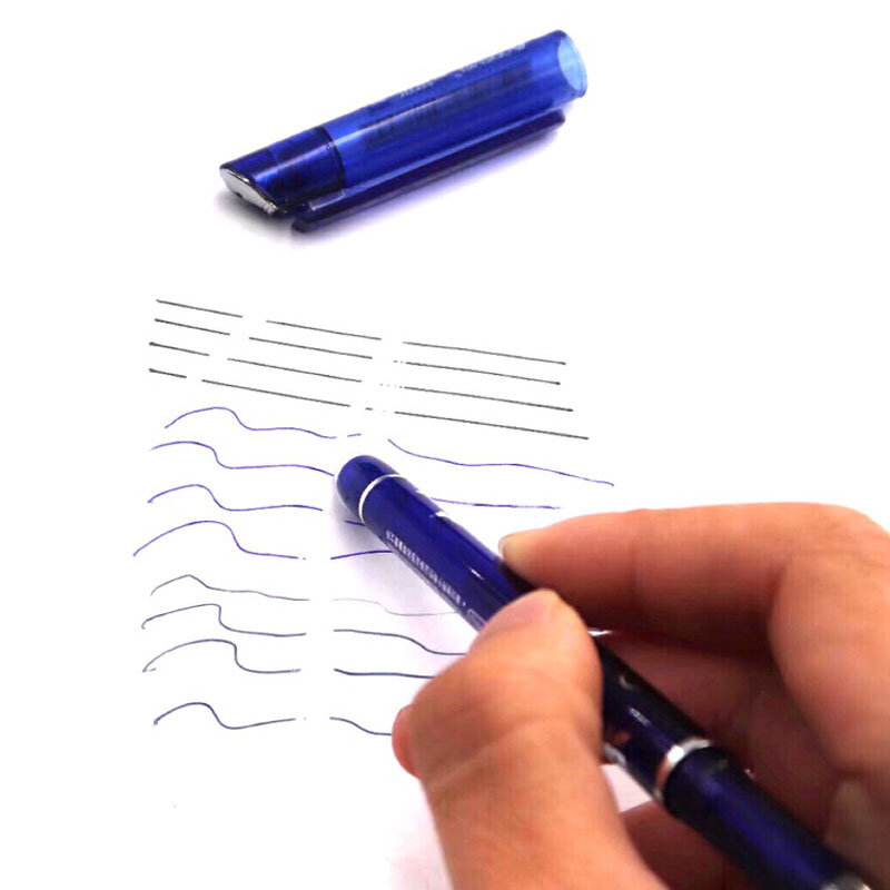 투명 막대 열 지울 수있는 펜 리필 0.5mm, 블루 블랙 세척 가능한 핸들 펜, 학교 문구 쓰기 도구, 6 + 20 개/세트