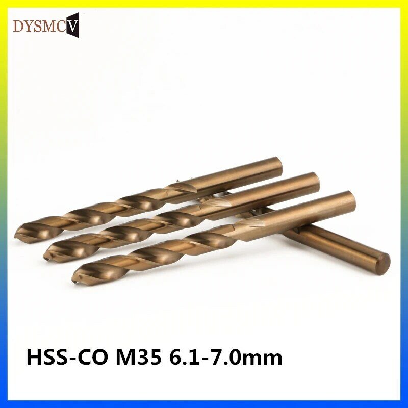 2 pcs Twist Drill Bits 6.1, 6.2, 6.3, 6.4, 6.5, 6.6, 6.7, 6.8, 6.9, 7.0mm HSS-CO M35 steel straight handle stainless steel