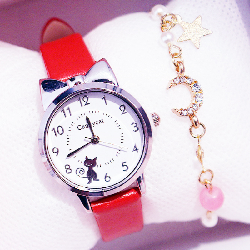초등 학생 패션 소녀 시계, 귀여운 어린 소녀 시계, 어린이 만화 쿼츠 전자 시계