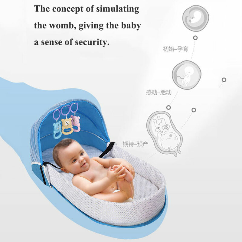 Sarang Bayi Travel Portabel Multifungsi Tempat Tidur Bayi dengan Kelambu Lipat Keranjang Bayi Tidur Bayi Tempat Tidur Anak-anak