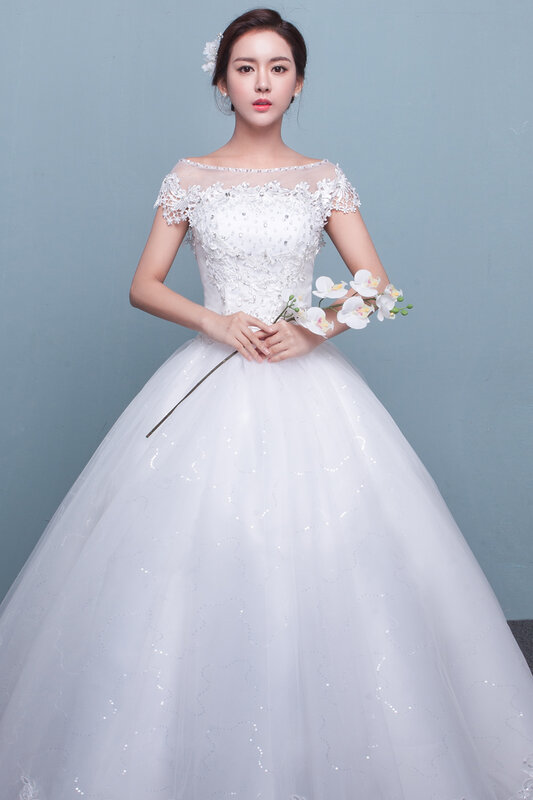Свадебное платье с вышивкой, новинка, свадебное платье на шнуровке для невесты, бальные платья, свадебные платья с цветами, Vestido De Noiva