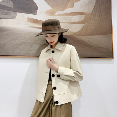 Tao Ting Li Na Women Spring Genuine Real Sheep Leather Jacket R4