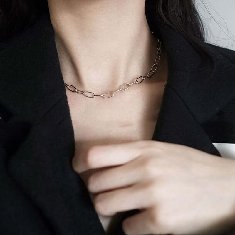 Женское Ожерелье-цепочка ANENJERY, серебристого цвета, Ювелирное Украшение для вечеринки