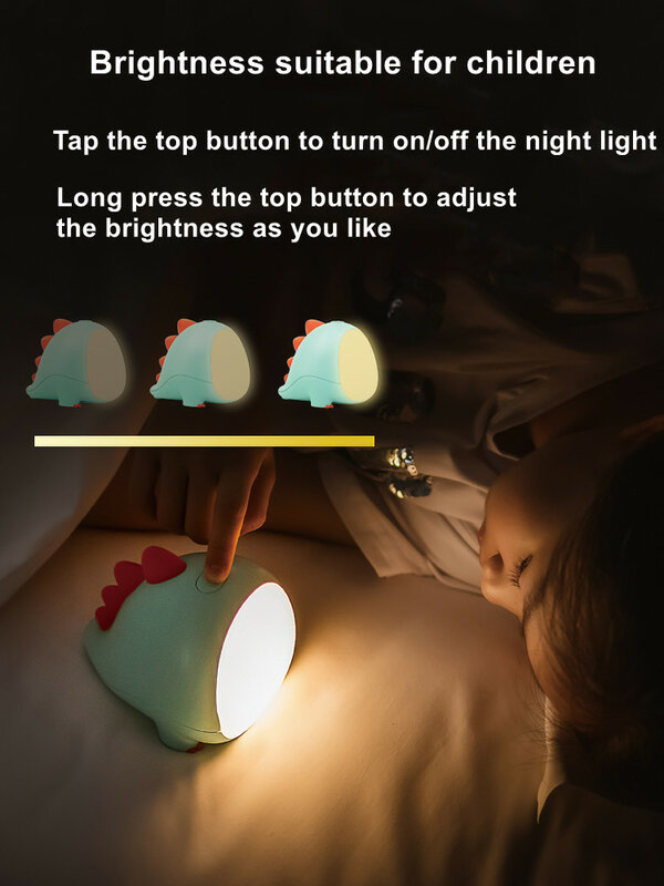 LED Lampu Malam RGB Kartun USB Pengisian Dinosaurus Anak Lampu Malam untuk Hadiah Bayi Anak-anak Natal Cifts Dekorasi Rumah