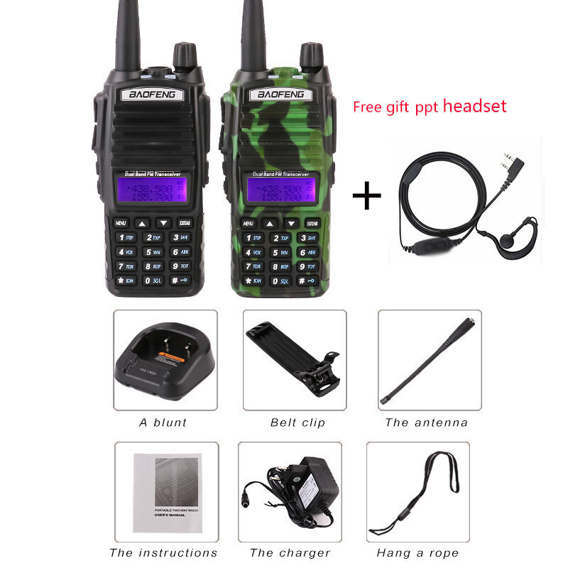 Baofeng-rádio de comunicação 2 peças, walkie-talkie, 2 peças, 20km, rádio de duas vias, para cibi