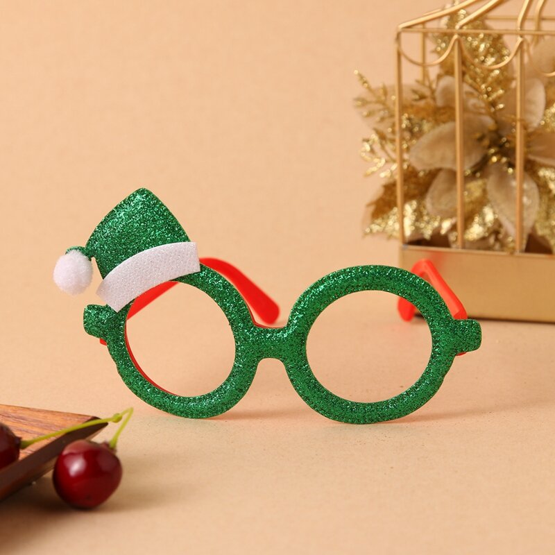 Moldura de óculos de natal aliutom, óculos com lentes brilhantes decorações de natal de santa fé, para casa, presentes de ano novo para crianças