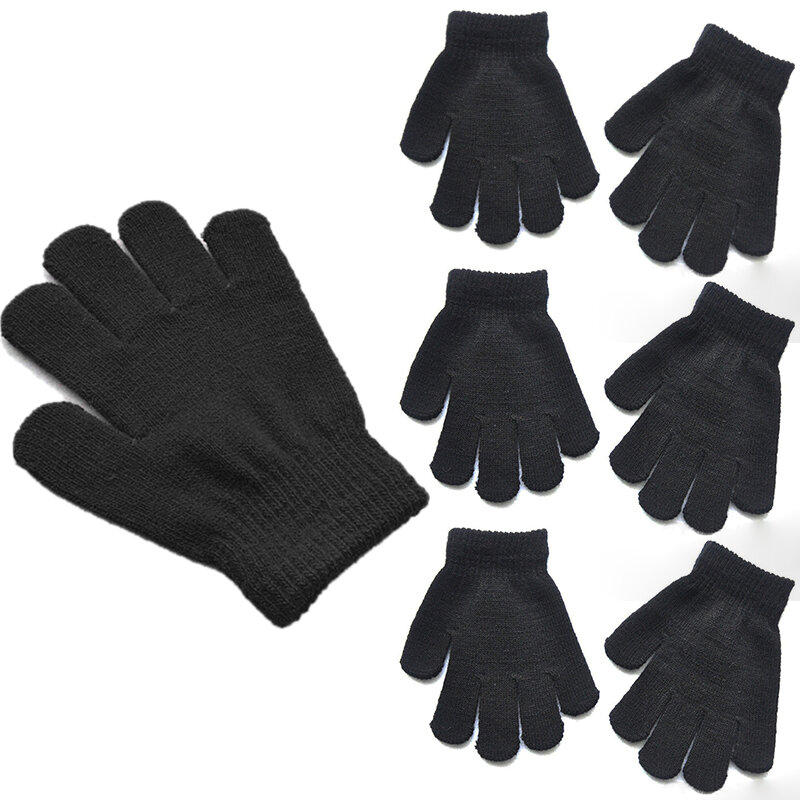 男の子と女の子のためのグローブマジックグローブ,3ペア,暖かい伸縮性のある柔らかい子供用手袋,ランダムな色