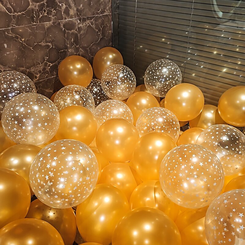 Надувные шары в виде прозрачных звезд, металлические, набор конфетти, 18 шт.