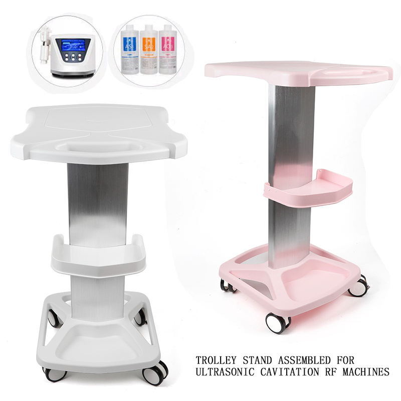 Salon Trolley Stand W/ Wheel Barber Shop Beauty Tool Storage Tray Pink/White Rolling Cart Shelf Hairdressing Supplies