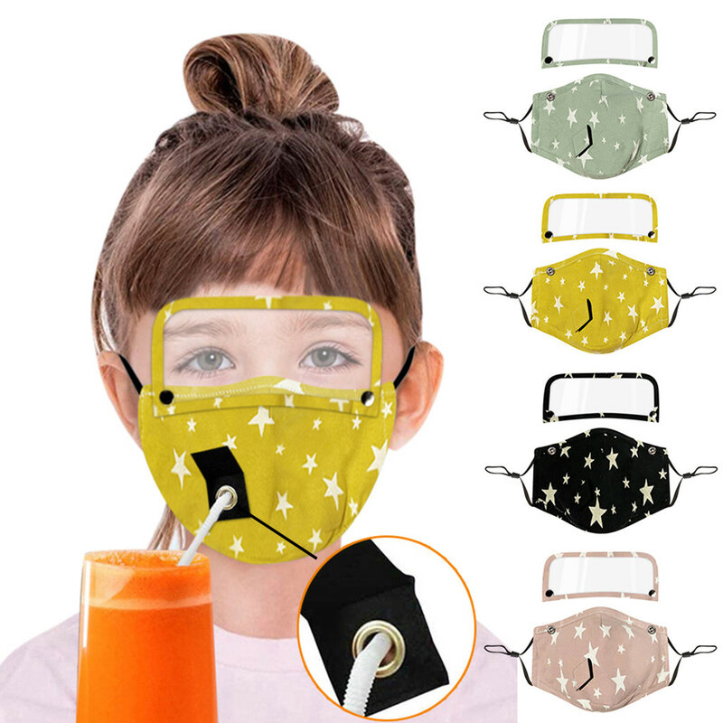 Bufanda facial reutilizable lavable con filtro y protector ocular desmontable para niños y niñas