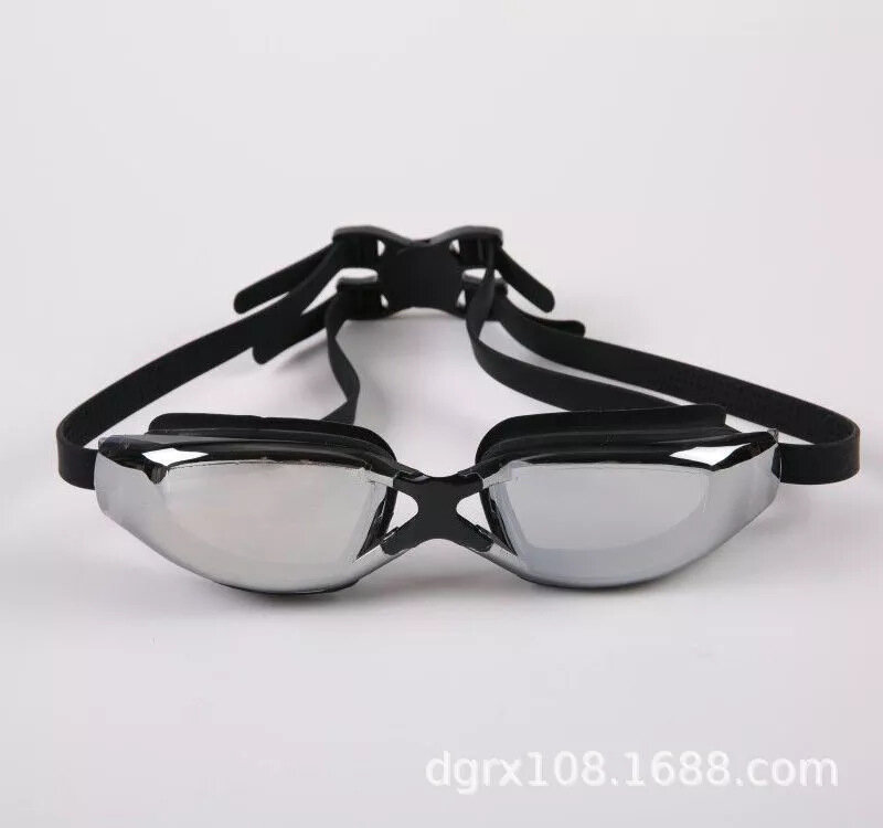 Kacamata Miopia Silikon Bingkai Besar Tahan Air dan Anti-kabut Kacamata Elektroplating Tempat Disesuaikan