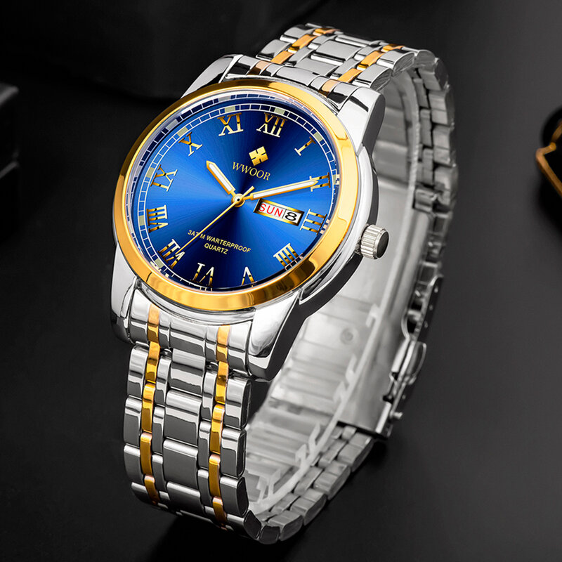 WWOOR New Business orologio al quarzo per uomo orologio di lusso da uomo orologi da polso in acciaio inossidabile di marca Relogio Masculino orologio impermeabile