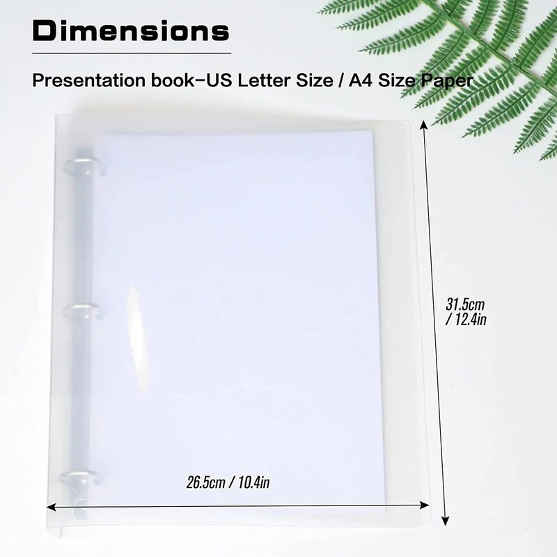 A4 Size 3 Ring Transparency Binder Cover Organizer Folder Holds 8.5'' x 11'' Paper, Clear View Binder D Ring for School, Office