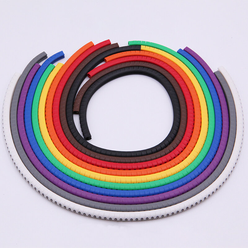 Etiqueta de marcado de Cable de ec-0, número de marcado de cable de 0 a 9, tamaño de cable 1,5-6,0 SQMM, marcado de aislamiento de cable de PVC de colores mixtos