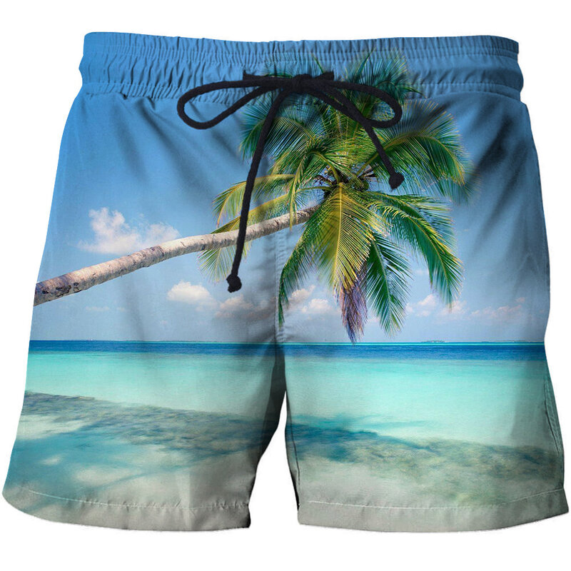 Shujin men shorts cintura elástica impressora 3d roupas de secagem rápida fitness musculação verão praia mal respirável solto curto