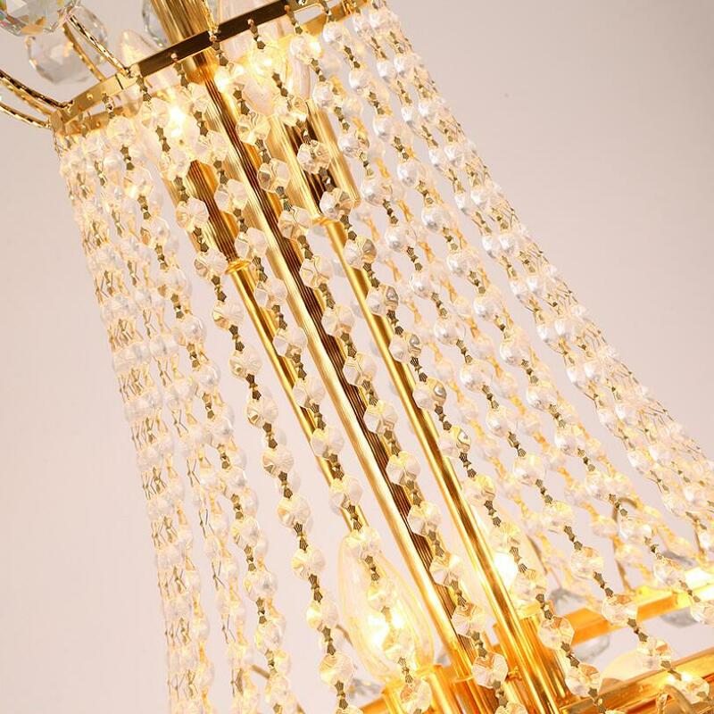 Duży nowoczesny żyrandol Led oświetlenie luksusowe K9 złota kryształowe żyrandole Lustre salon Lobby Hotel inżynierii