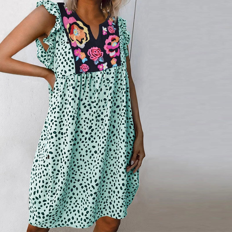 Feminino leopardo impressão vestido feminino v pescoço plissado manga solta vestidos 2020 verão casual streetwear senhora roupas plus size 3xl