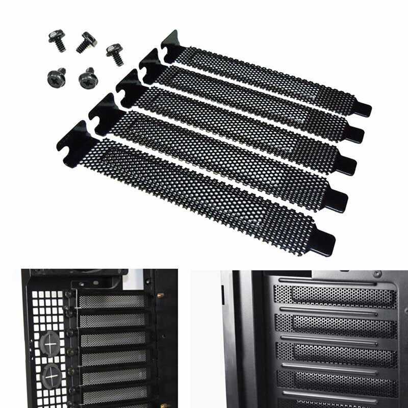 5 pezzi coperchio Slot PCI filtro antipolvere detergente piastra di chiusura acciaio duro nero con viti per accessori per computer telaio telaio pc