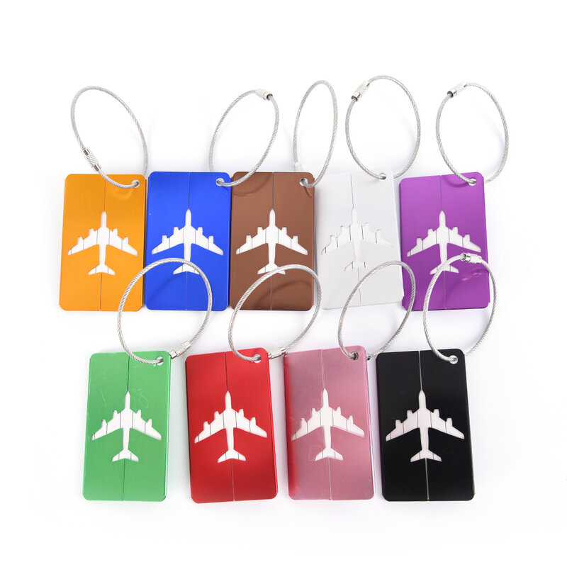 7.5*4.4cm Rectangle alliage d'aluminium étiquettes à bagages accessoires de voyage bagages nom étiquettes valise adresse porte-étiquette