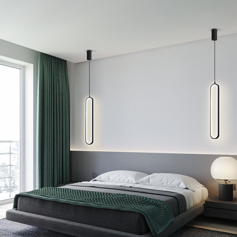 Proste sypialnia lampki nocne lampy wiszące Nordic osobowości LED Touw lampa salon pokoju tło ścienne atmosfera mały żyrandol