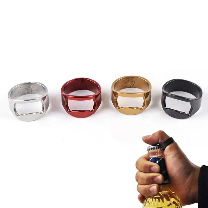 1Pcs Multi-function Opener Portable Stainless Steel Colorful Ring-Shape Opener Beer Bottle Remover Kitchen Gadgets Bar Tool