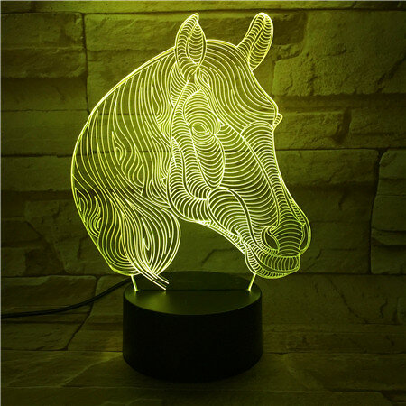 Acryl Kleurrijke Paard Hoofd Kleur Veranderlijk 3D Led Touch Afstandsbediening Lamp Nieuwigheid Geschenken Vakantie Thuis Slaapkamer Decor 527