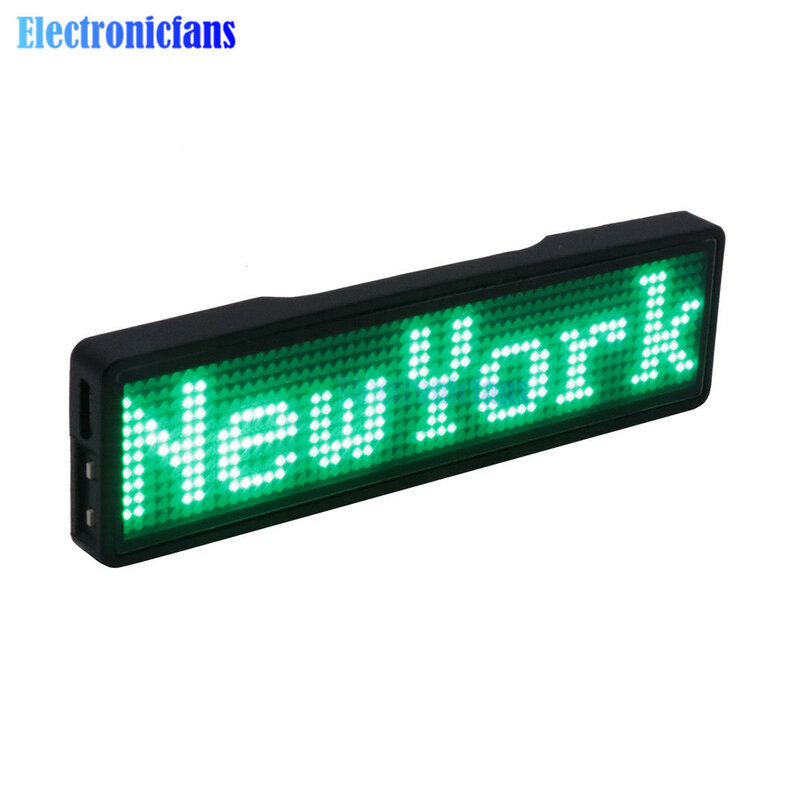 Mini pantalla Digital LED recargable, insignia de nombre programable, 15 idiomas de pantalla, módulo de placa de señal Led de desplazamiento duradero