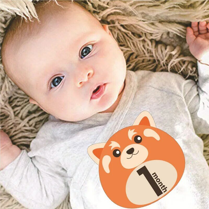 Newborn 12 Months Milestone Memorial Record Photography Stickers Kids Baby Commemorative Card Number Photo Props Accessories