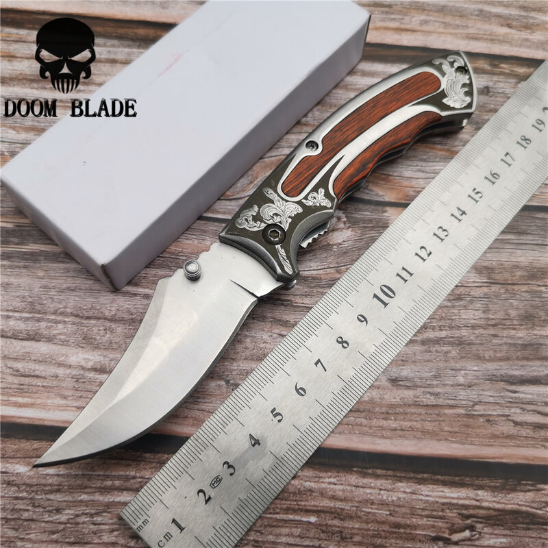 195mm 5CR15MOV Blade Knives Military Folding Knife 57HRC Wood Handle Outdoor Camping Knives Tactical Huntng Pocket Survival
