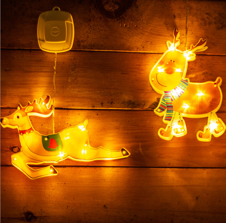 2/4 pces ip42 led ventosa corda luz aaa bateria natal casa ano novo decoração do feriado (papai noel/flocos de neve/árvore)