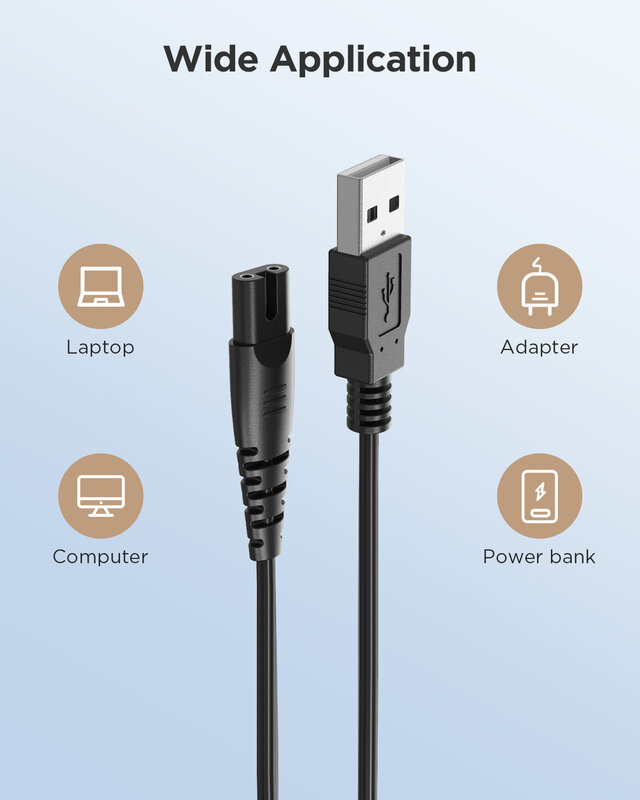 USB Kabel Ladegerät für Fairywill Wasser Flosser Schwarz für Munddusche für 5020E