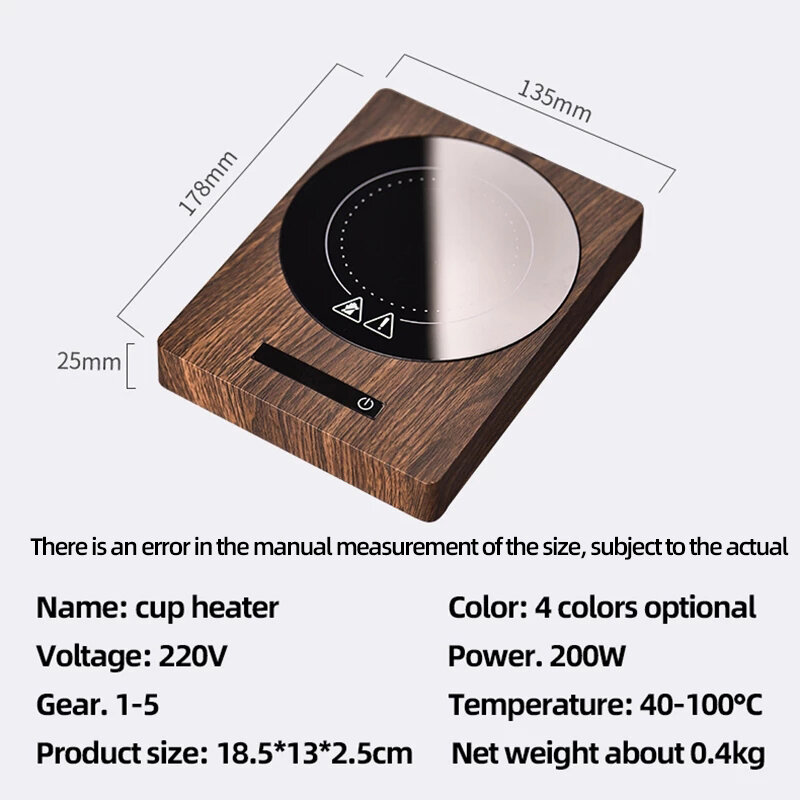 Calentador de tazas de 200W, máquina de té caliente de 100 °C, 5 engranajes, placa caliente eléctrica, calentador de tazas, 220V