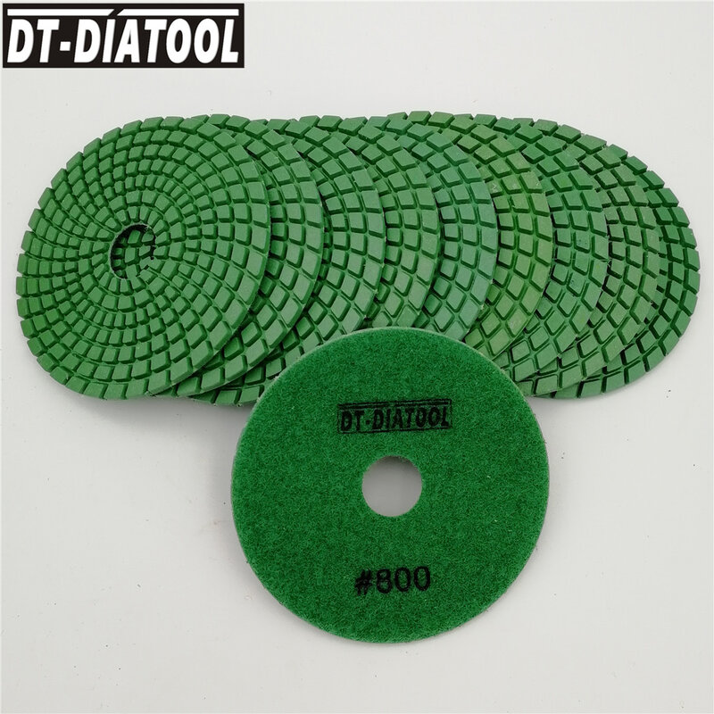 DT-DIATOOL 10 sztuk Dia 100mm/4 "Grit #800 diamentowe elastyczne mokre polskie talerze polerskie na granit marmur kamień tarcza szlifierska